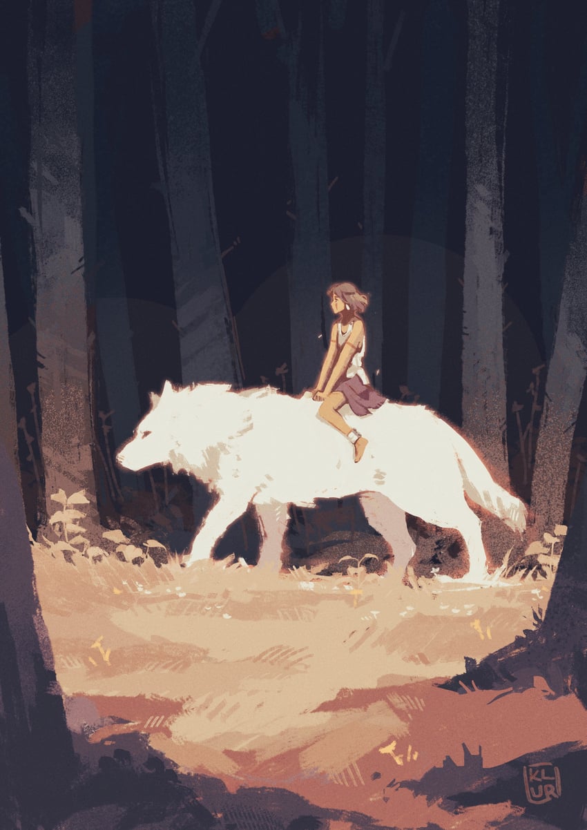 san and moro (mononoke hime) drawn by klur_arts