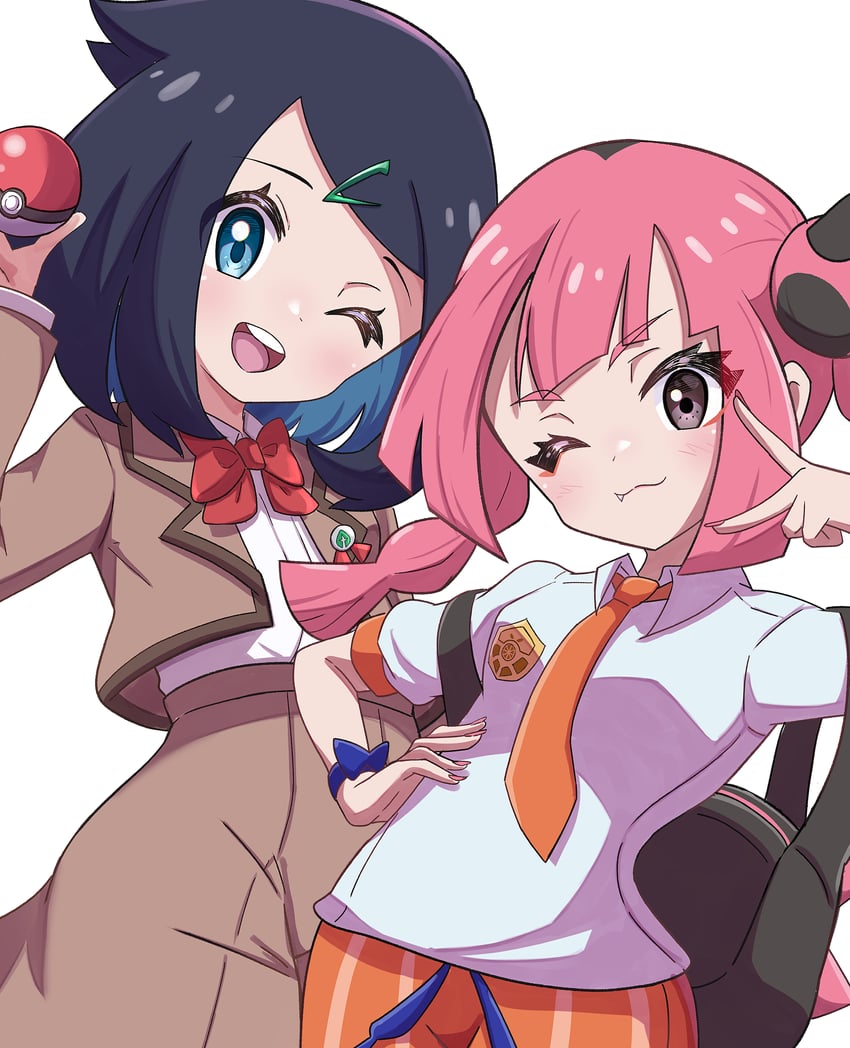 liko and coral (pokemon and 1 more) drawn by rono_(lethys)