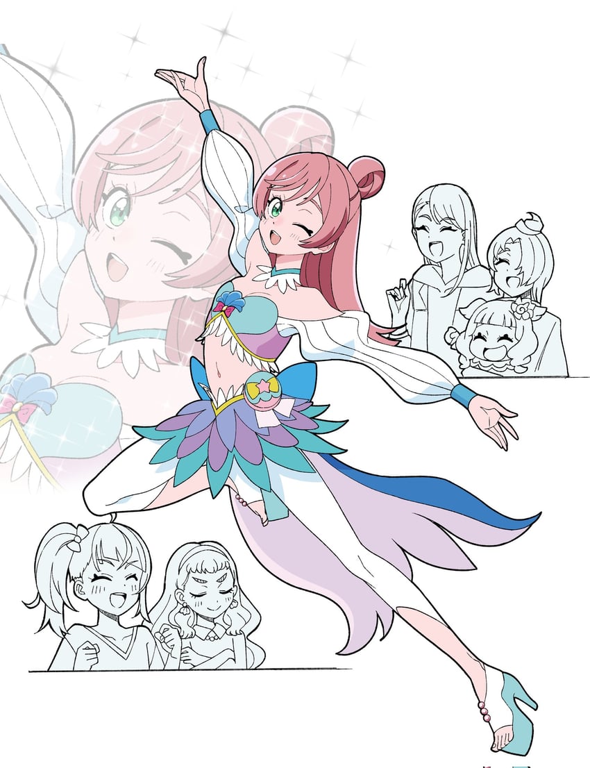 sora harewataru, nijigaoka mashiro, hijiri ageha, laura la mer, yuunagi tsubasa, and 2 more (precure and 2 more) drawn by handakuon