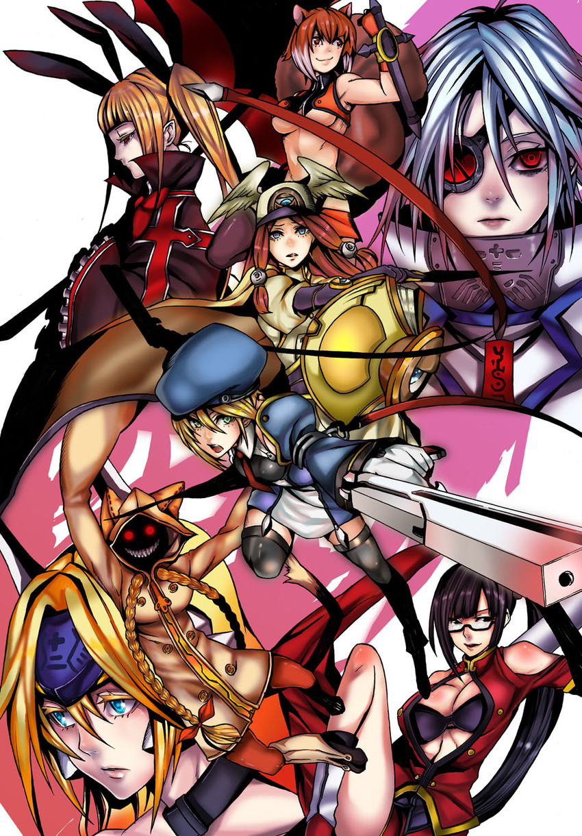 makoto nanaya, noel vermillion, nu-13, rachel alucard, taokaka, and 3 more (blazblue) drawn by iro_marimo