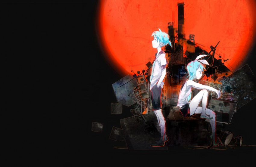 kagamine rin and kagamine len (vocaloid and 1 more) drawn by kazune_(baumkuchen)