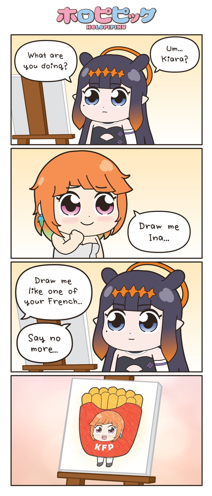 ninomae ina'nis and takanashi kiara (hololive and 1 more) drawn by kumaane