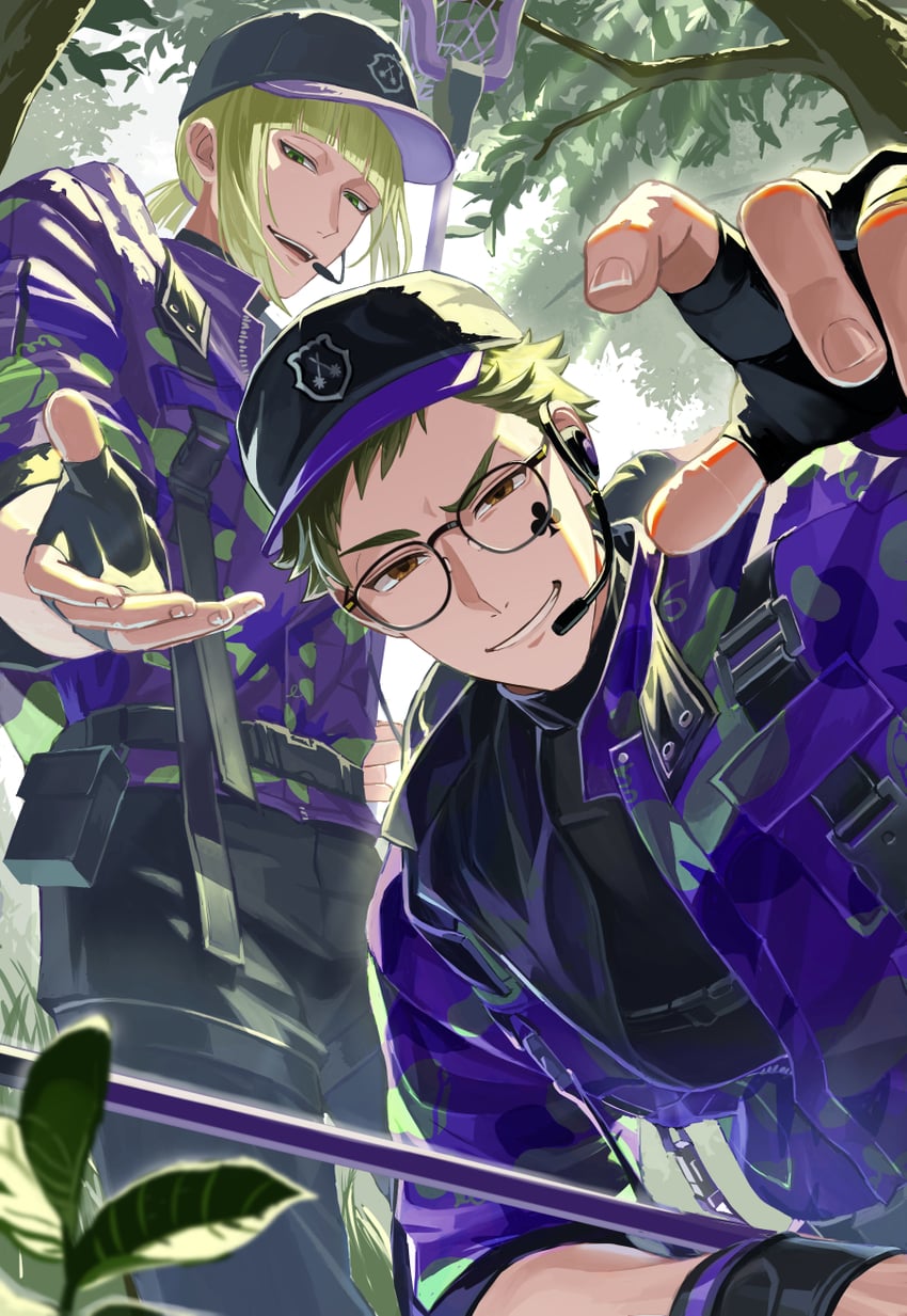 rook hunt and trey clover (twisted wonderland) drawn by chikuwa_glasses
