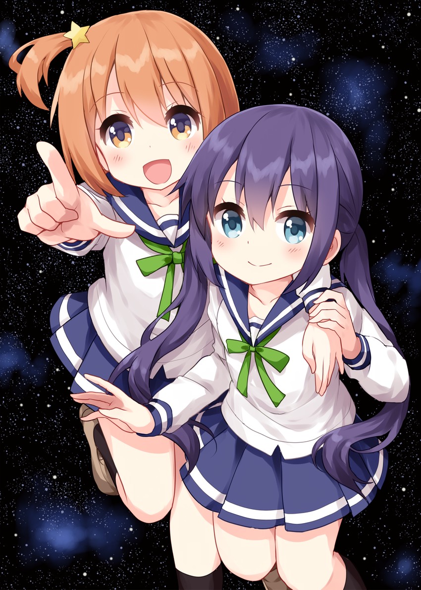 manaka ao and konohata mira (koisuru asteroid) drawn by ruu_(tksymkw)