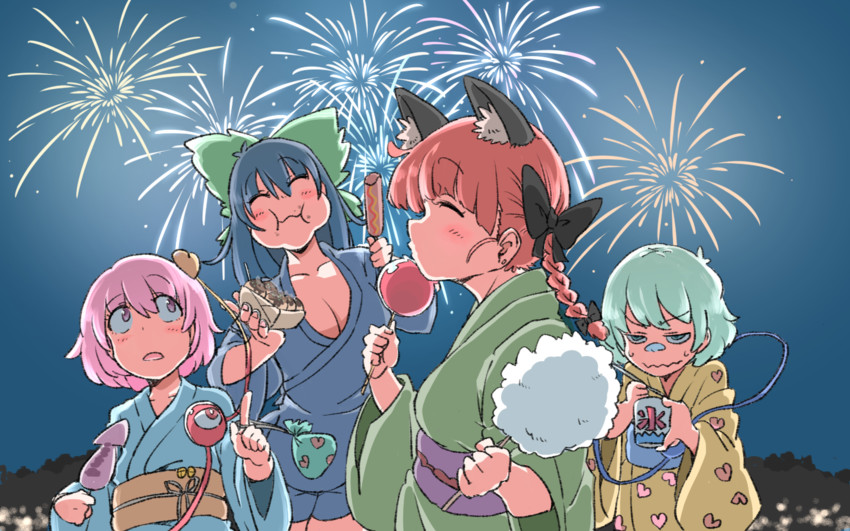 komeiji koishi, komeiji satori, kaenbyou rin, and reiuji utsuho (touhou) drawn by zk_(zk_gundan)