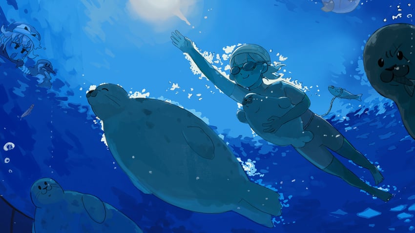 penguin keeper and seal keeper (zookeepers) drawn by diva_(hyxpk)