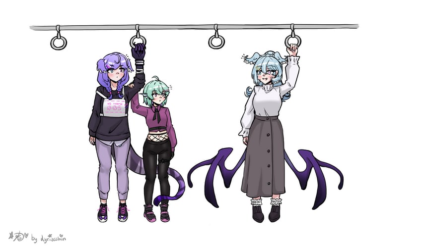 elira pendora, selen tatsuki, and finana ryugu (nijisanji and 1 more) drawn by lyriasshin