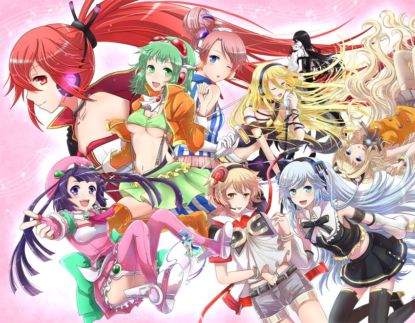 gumi, seeu, lily, aoki lapis, cul, and 6 more (vocaloid) drawn by zashiki_usagi