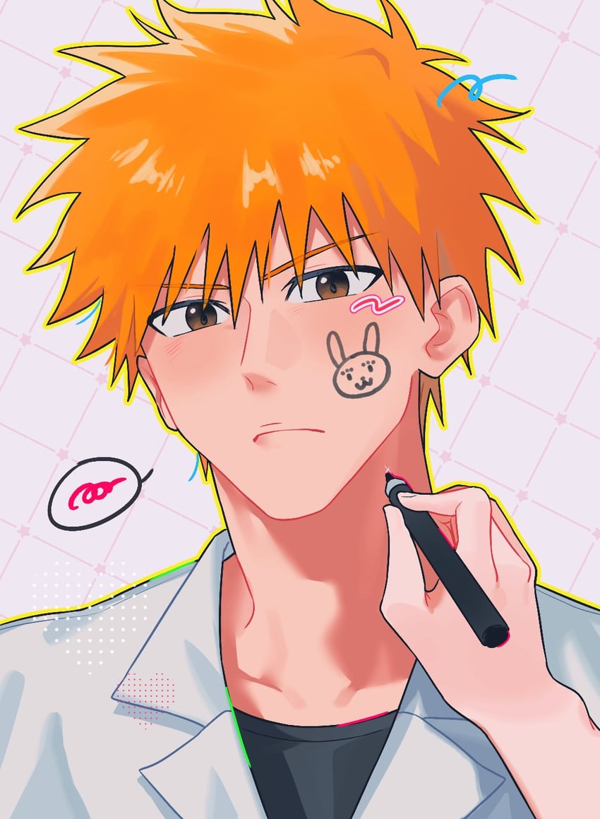 kuchiki rukia and kurosaki ichigo (bleach) drawn by gwao_(_ul_13)