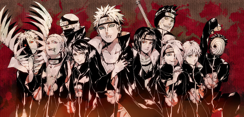 uchiha itachi, uchiha obito, deidara, konan, sasori, and 6 more (naruto and 1 more) drawn by rinnagi