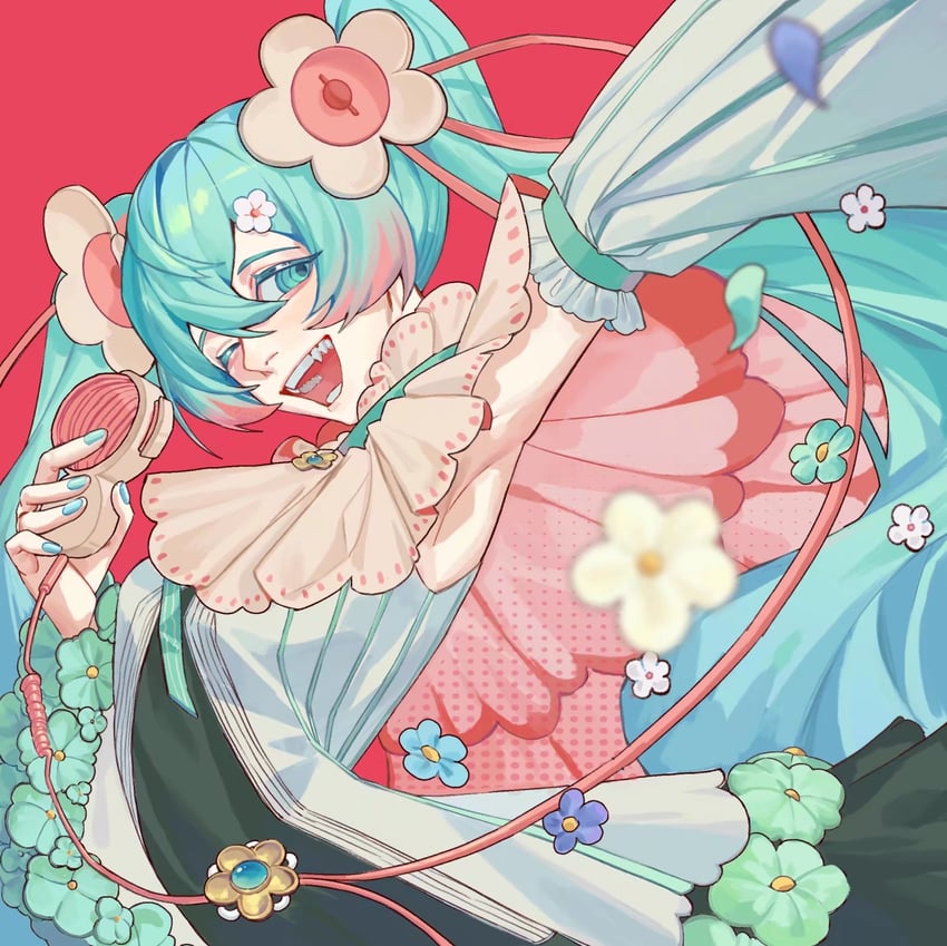 hatsune miku and magical mirai miku (vocaloid and 1 more) drawn by kako_(pixiv77158173)