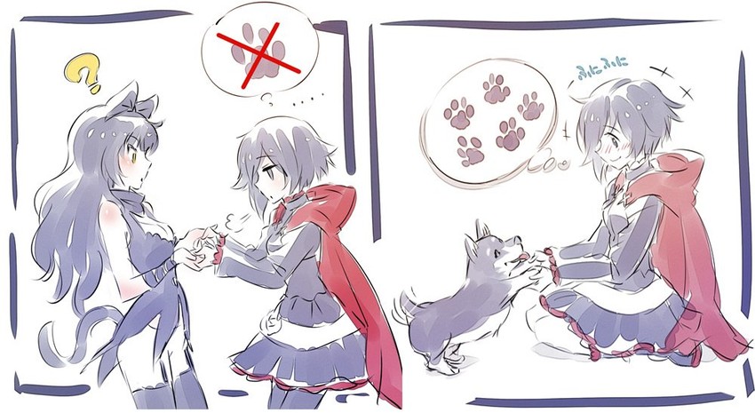 ruby rose, blake belladonna, and zwei (rwby) drawn by iesupa