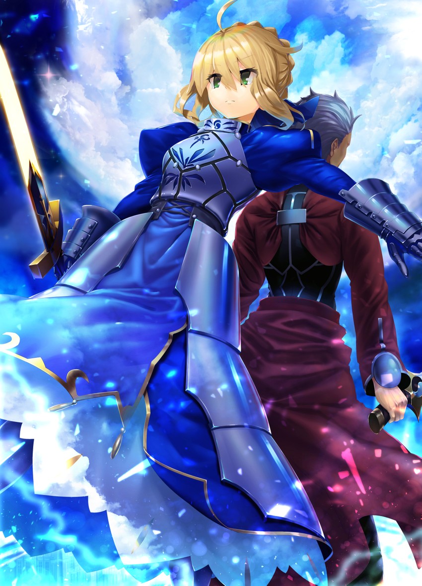 artoria pendragon, saber, and archer (fate and 1 more) drawn by o ...