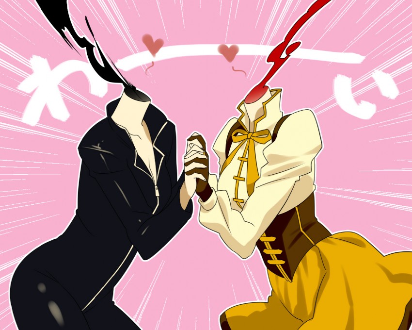 tomoe mami and celty sturluson (mahou shoujo madoka magica and 1 more) drawn by zpolice