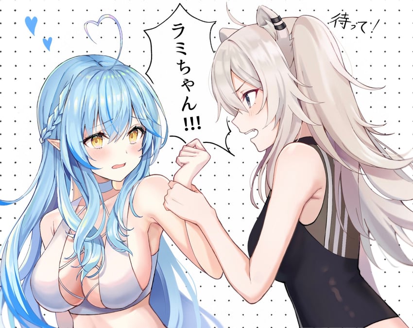 yukihana lamy and shishiro botan (hololive) drawn by mochi_jiro