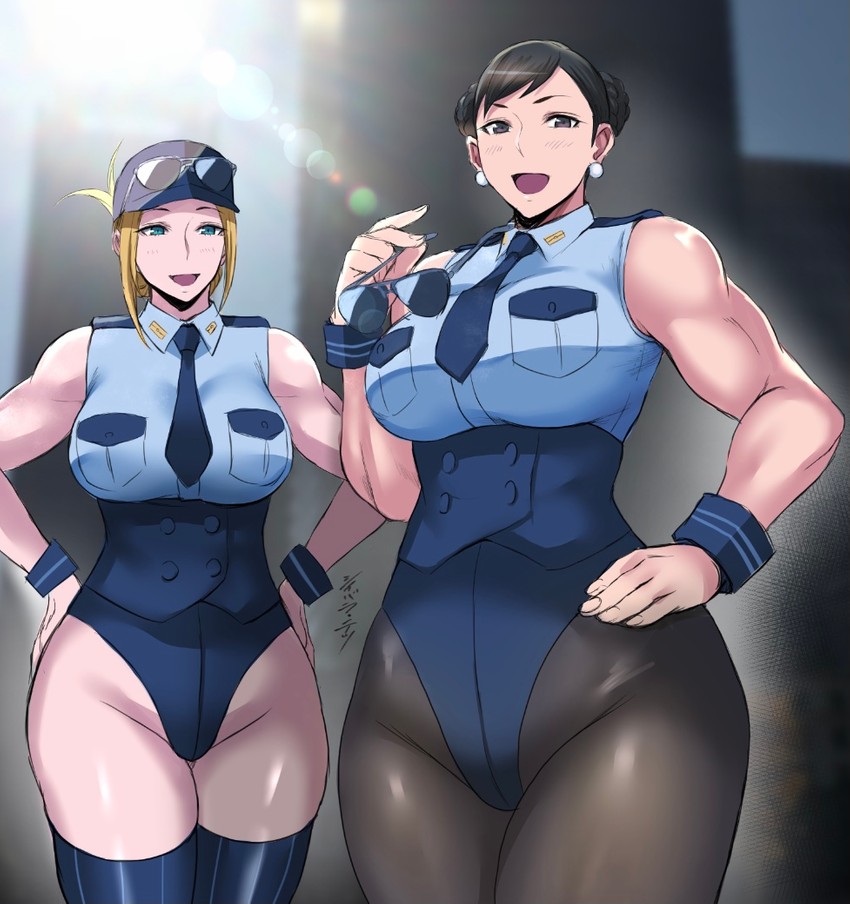 chun-li and lucia morgan (street fighter and 1 more) drawn by shibusun