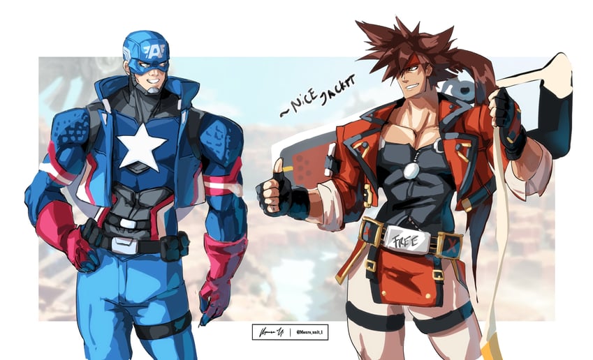 sol badguy and captain america (guilty gear and 4 more) drawn by mauro_unit_1