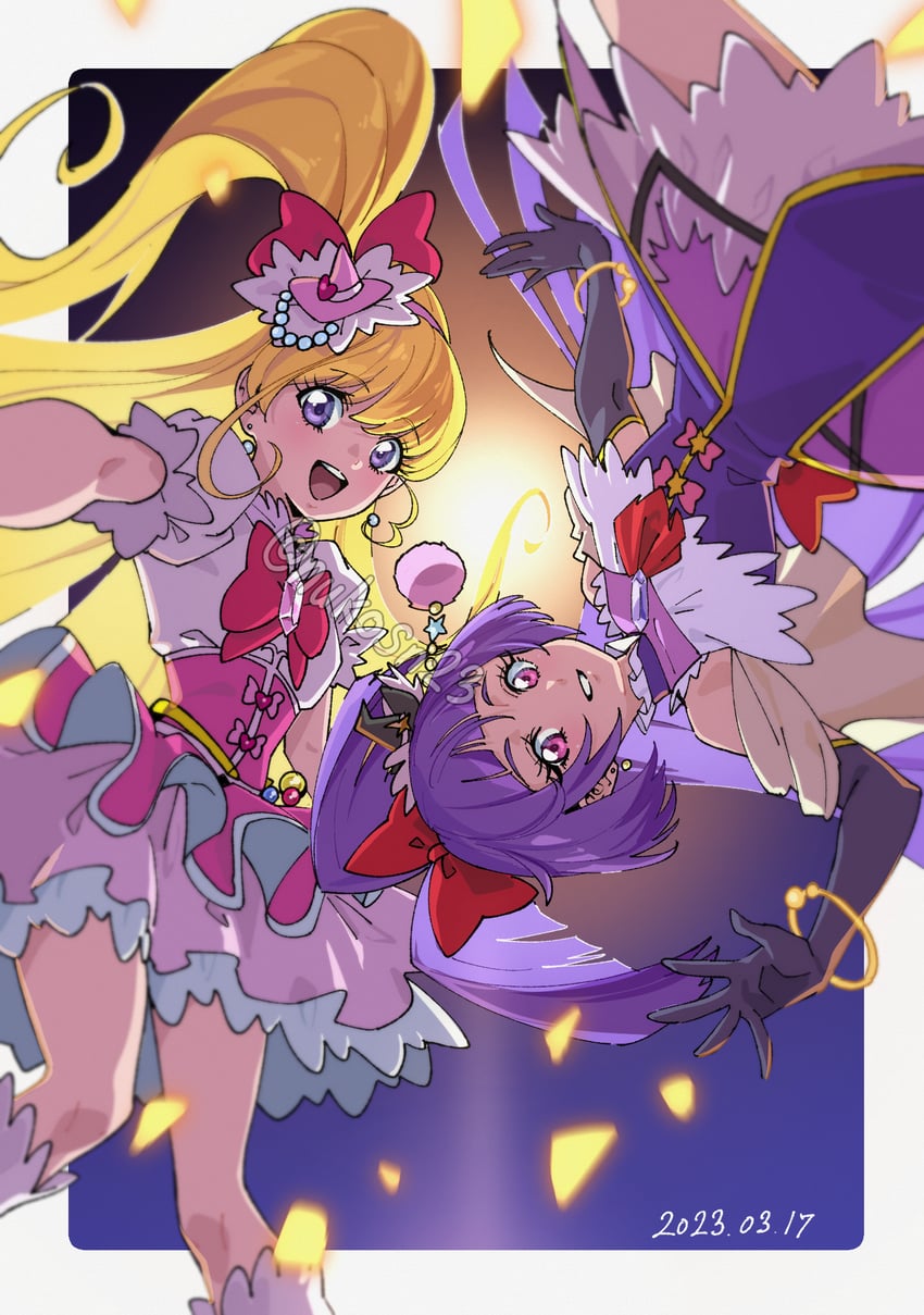 asahina mirai, izayoi liko, cure miracle, and cure magical (precure and 1 more) drawn by nukosann
