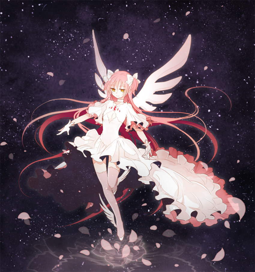 kaname madoka and ultimate madoka (mahou shoujo madoka magica) drawn by leaf_(kohakoo)