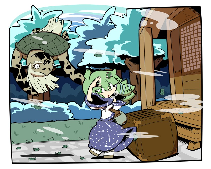 kochiya sanae and genjii (touhou) drawn by kuchibashi_(9180)