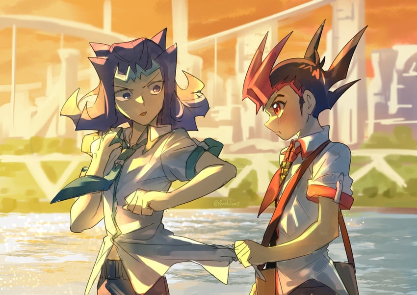 tsukumo yuma and kamishiro ryouga (yu-gi-oh! and 1 more) drawn by fushitasu