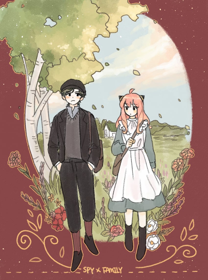 anya, damian desmond, anne shirley, and gilbert blythe (spy x family and 1 more) drawn by haengseong33