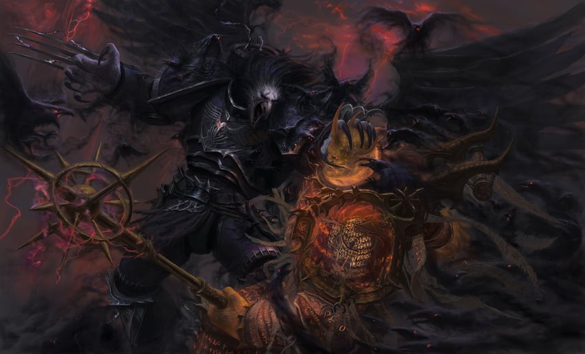 corvus corax and lorgar aurelian (warhammer 40k) drawn by alex_cristi