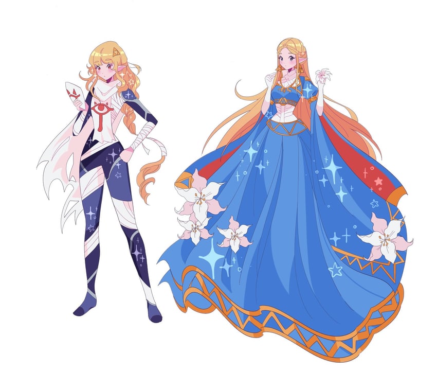 princess zelda and sheik (the legend of zelda and 2 more) drawn by meowwniz