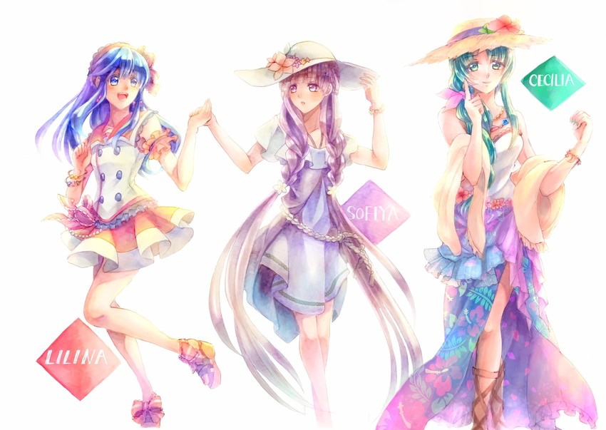 lilina, sophia, and cecilia (fire emblem and 1 more) drawn by hiiragi_(artist)