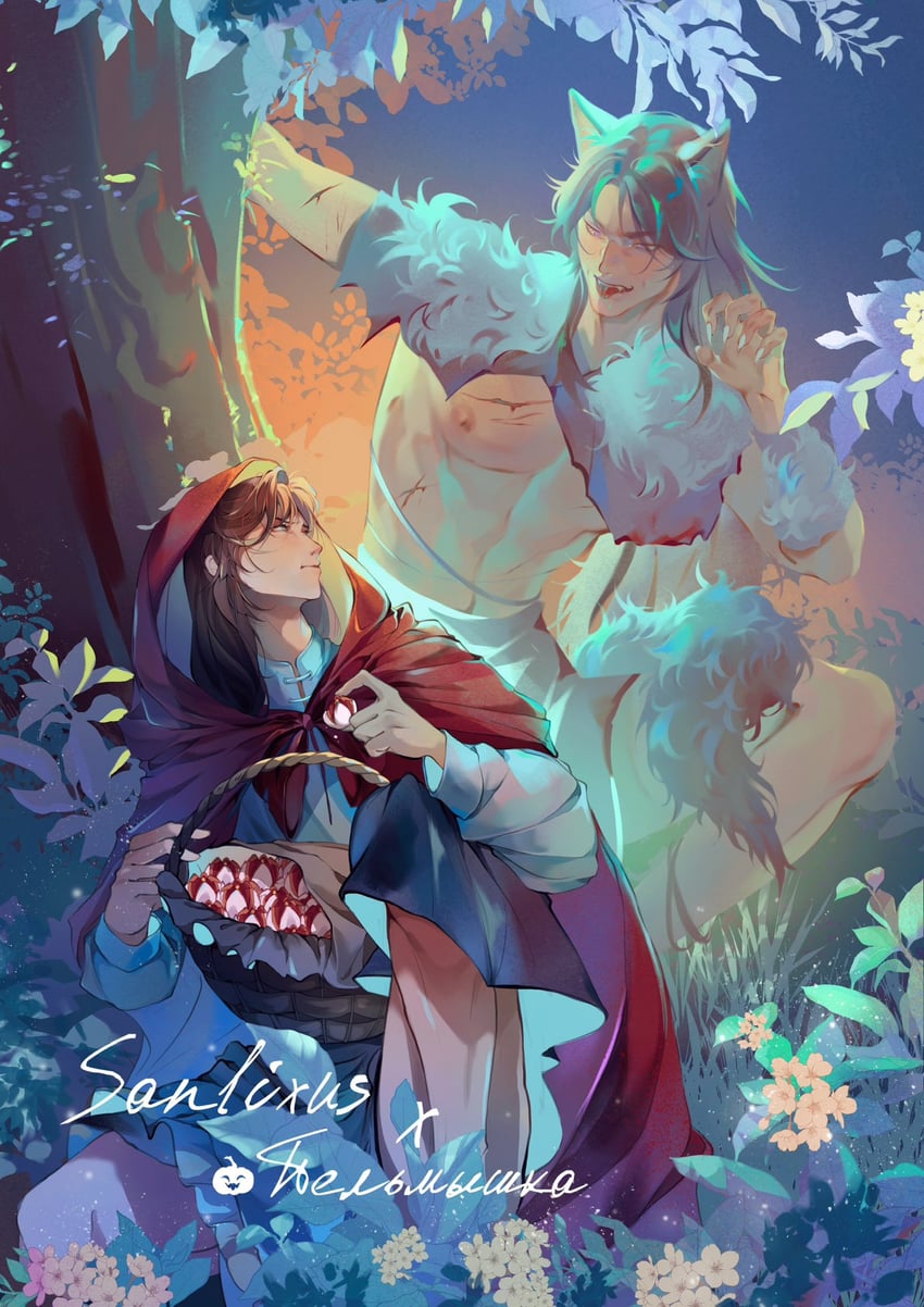 little red riding hood, big bad wolf, chu wanning, and mo ran (little red riding hood and 1 more) drawn by lix_(sanlixus) and misho