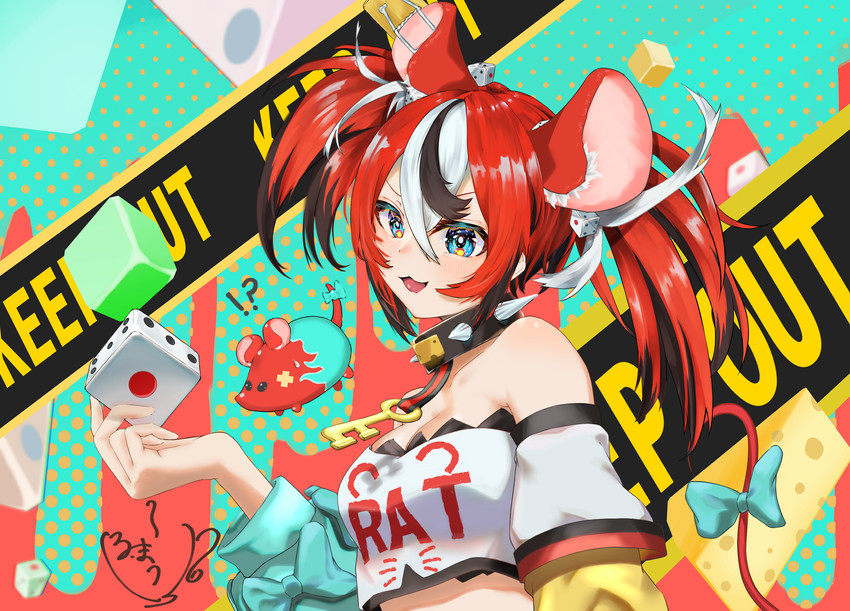 hakos baelz and mr. squeaks (hololive and 1 more) drawn by blue_mountain_(user_aesh3827)