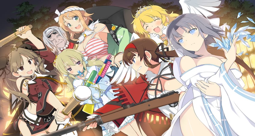 yumi, ryouna, ryoubi, kafuru, hanabi, and 2 more (senran kagura and 1 more) drawn by yaegashi_nan