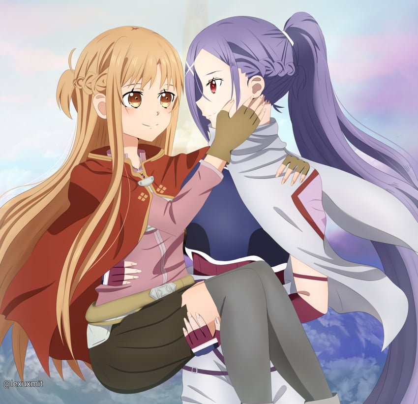 asuna and mito (sword art online and 1 more) drawn by lexuz