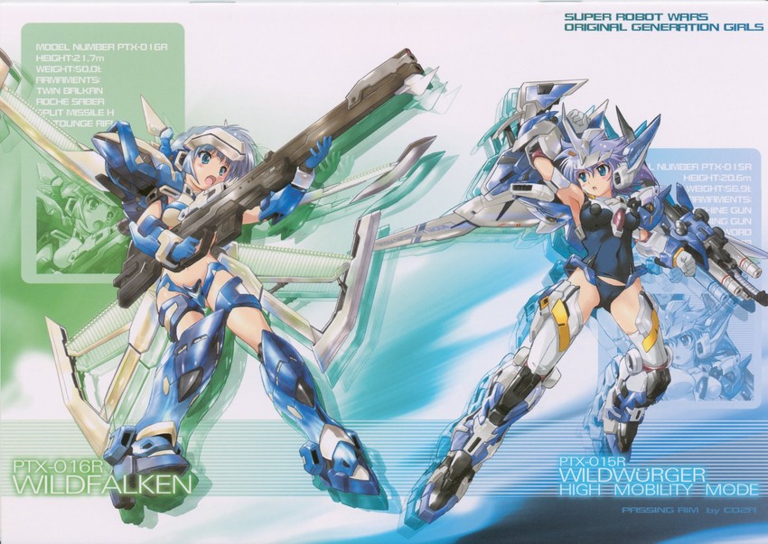 wildfalken and wildwurger (super robot wars) drawn by komatsu_eiji