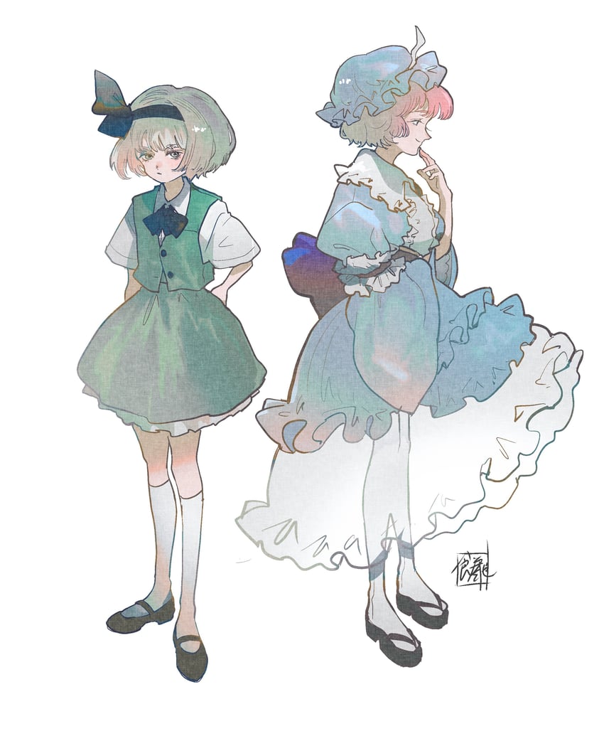 konpaku youmu and saigyouji yuyuko (touhou) drawn by sokura_(mochichitose)