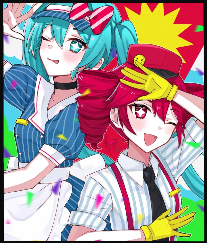 hatsune miku and kasane teto (vocaloid and 2 more) drawn by icy_asairi