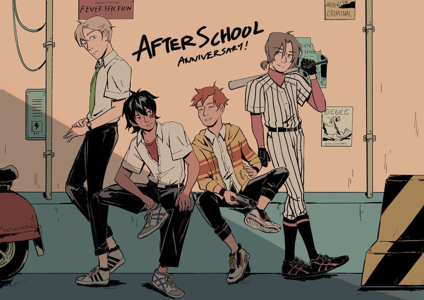 elijah lang, dante ashworth, chester callaghan, and adrien chen (after school) drawn by fever_fiction