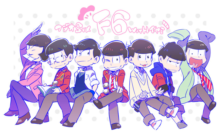 matsuno osomatsu, matsuno karamatsu, matsuno ichimatsu, matsuno jyushimatsu, matsuno choromatsu, and 2 more (osomatsu and 1 more) drawn by dasshu_(dashi_now)