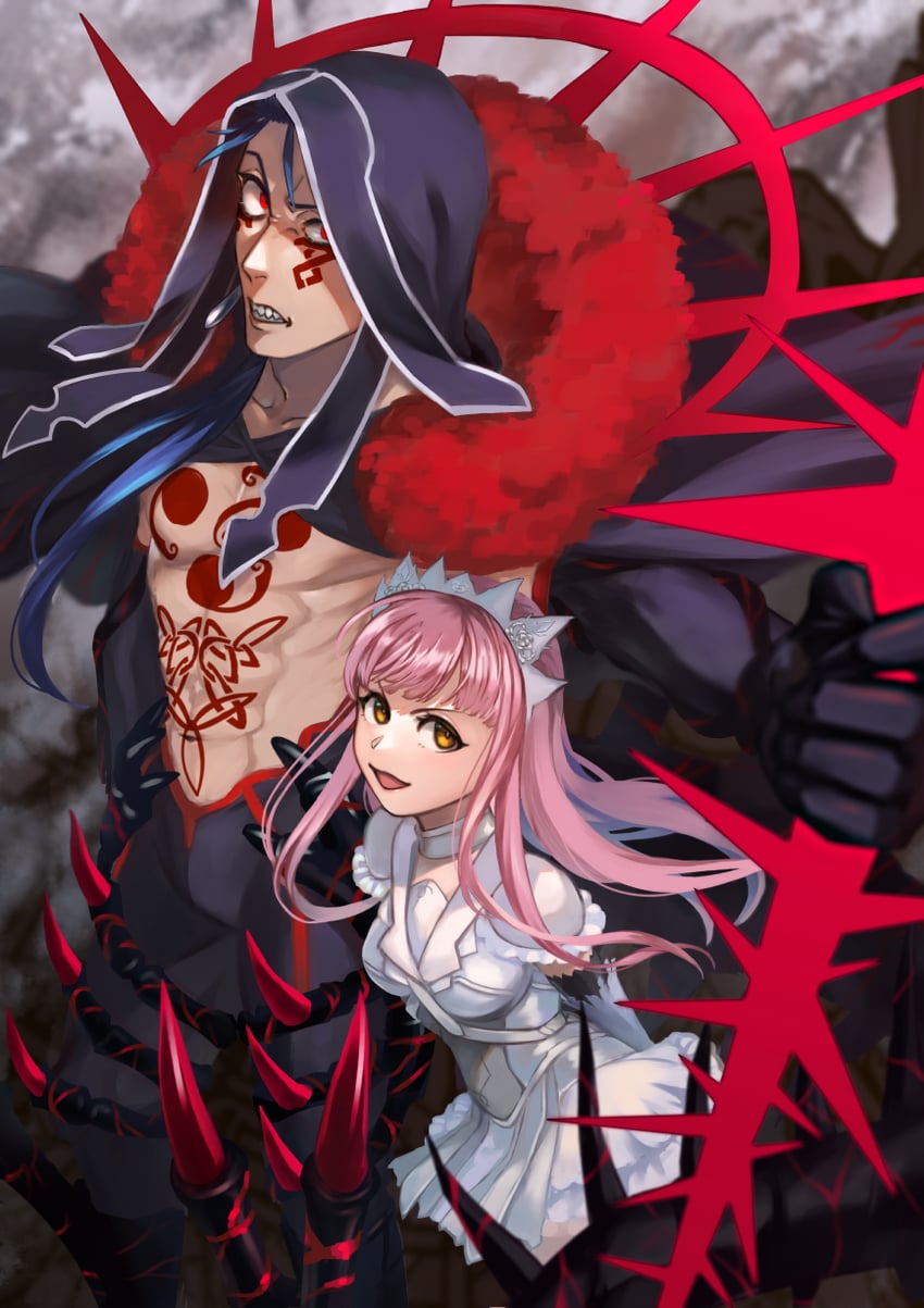 cu chulainn, medb, and cu chulainn alter (fate and 1 more) drawn by non_(nonrevolution)