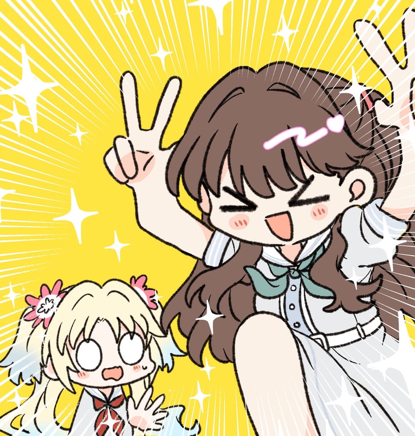 fujishima megumi and osawa rurino (love live! and 1 more) drawn by watage_modoki