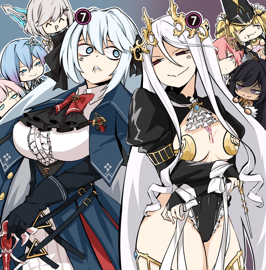 maestra nequitia, shena, luna, carmen, regina maccready, and 3 more (counter:side) drawn by zanlyu