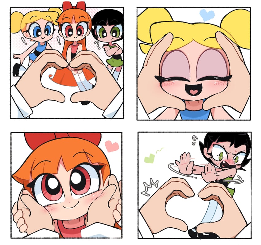 buttercup, blossom, bubbles, and professor utonium (powerpuff girls) drawn by kim_crab