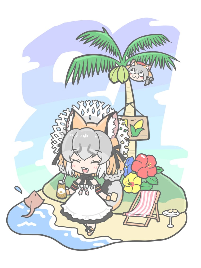 island fox and kanihai (kemono friends and 1 more) drawn by flerov
