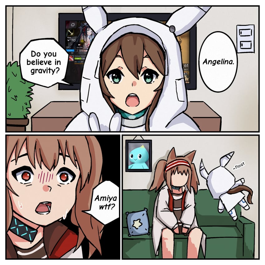amiya, angelina, blaze, and neutral chao (arknights and 2 more) drawn by shura_(shura_cs)