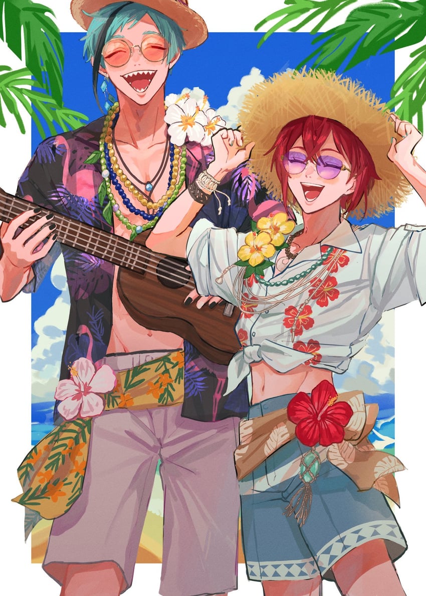 floyd leech and riddle rosehearts (twisted wonderland) drawn by yo_(amrnoyo)
