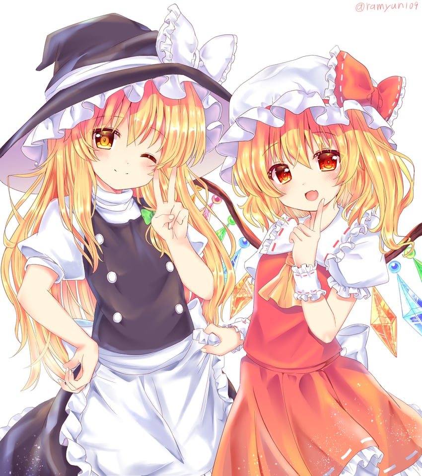 kirisame marisa and flandre scarlet (touhou) drawn by ramudia_(lamyun)