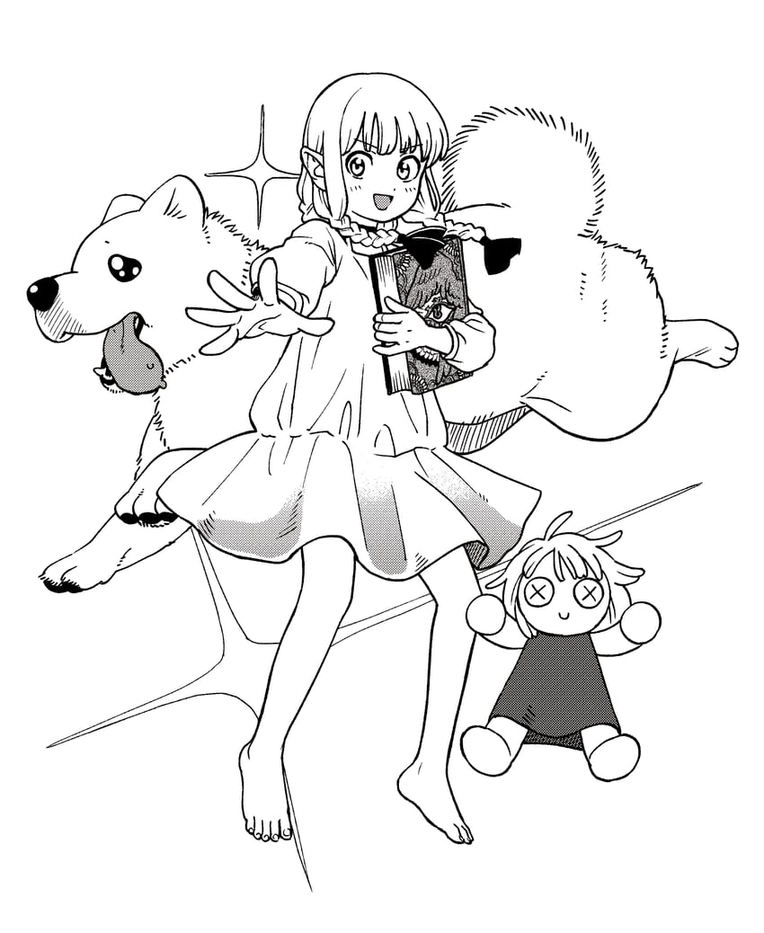 marcille donato, falin touden, and laios touden (dungeon meshi) drawn by gaman_hada