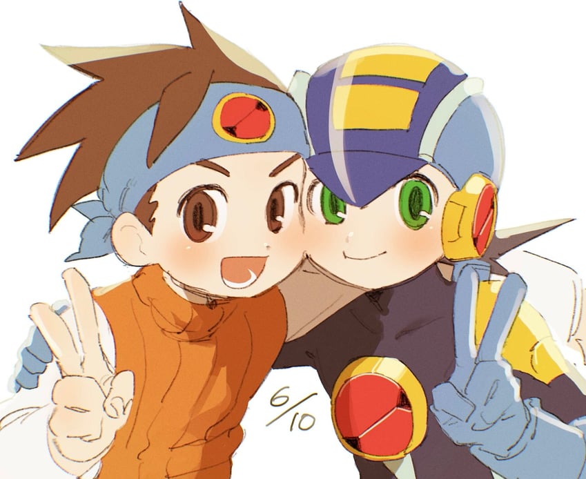megaman.exe and lan hikari (mega man and 1 more) drawn by noro_zt