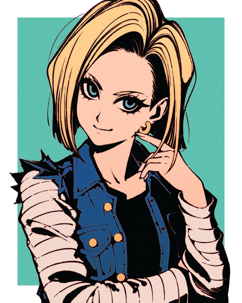 android 18 (dragon ball and 1 more) drawn by moshimoshibe