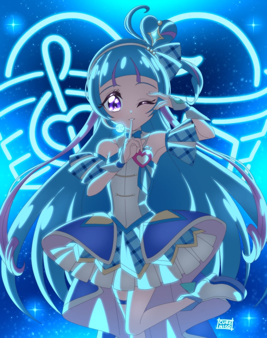 aokaze nana and cure wink (precure and 1 more) drawn by cure_nico